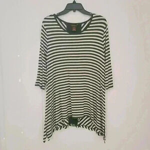 Multiples Striped Tunic Top 3/4 Sleeves Stretch Size PL